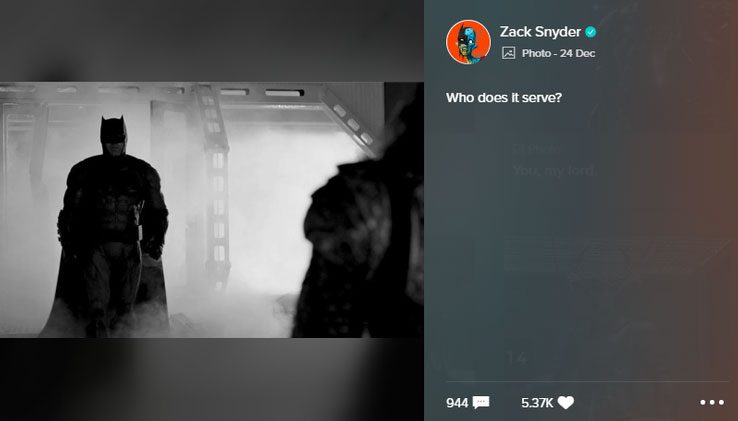 Fotos de la Justice League de Zack Snyder con frases de Excalibur