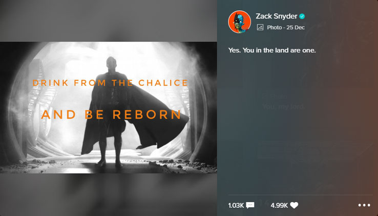 Fotos de la Justice League de Zack Snyder con frases de Excalibur
