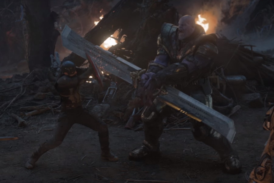 Thanos y el Capitán América en combate