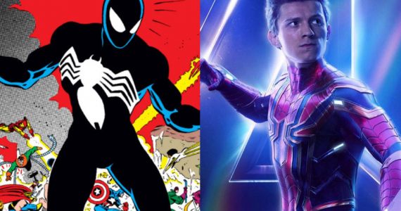 Fan art de Spider-Man con Tom Holland usando el traje negro