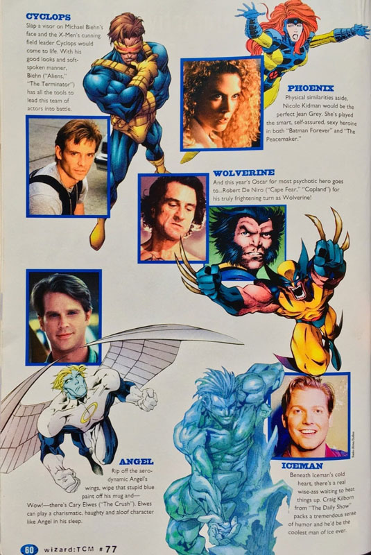 Este era el casting ideal de los X-Men en los 90 según la revista Wizard
