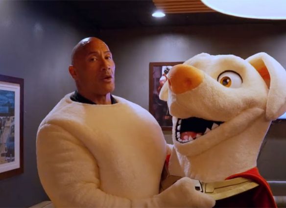 Dwayne Johnson se disfraza de Krypto en DC Liaga de Supermascotas